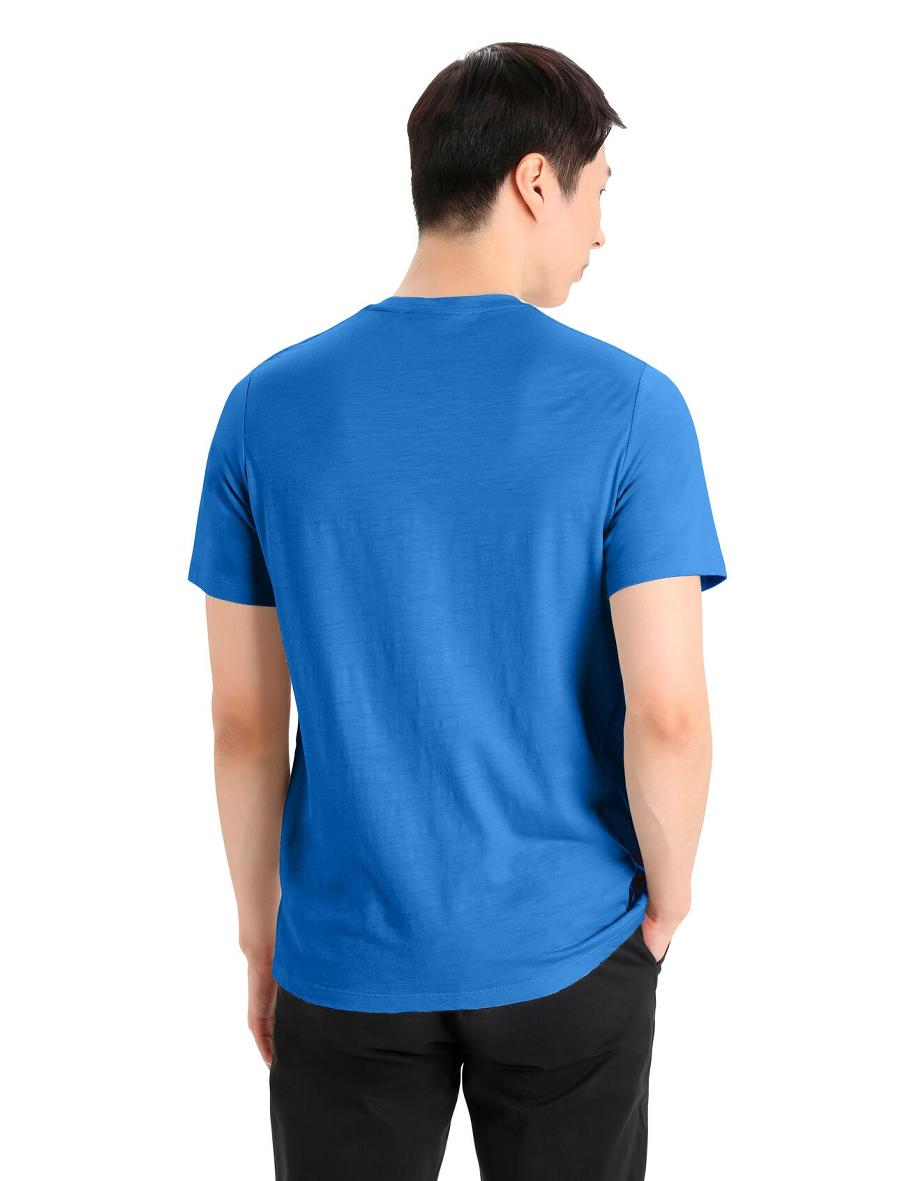 Icebreaker Merino Tech Lite II Rövid Sleeve Tee Férfi Póló Kék | HU 1162BEXC